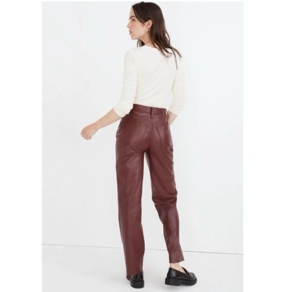 New Madewell The Plus Perfect Vintage Straight Jean Faux Leather in Cabernet 27 - Picture 3 of 14